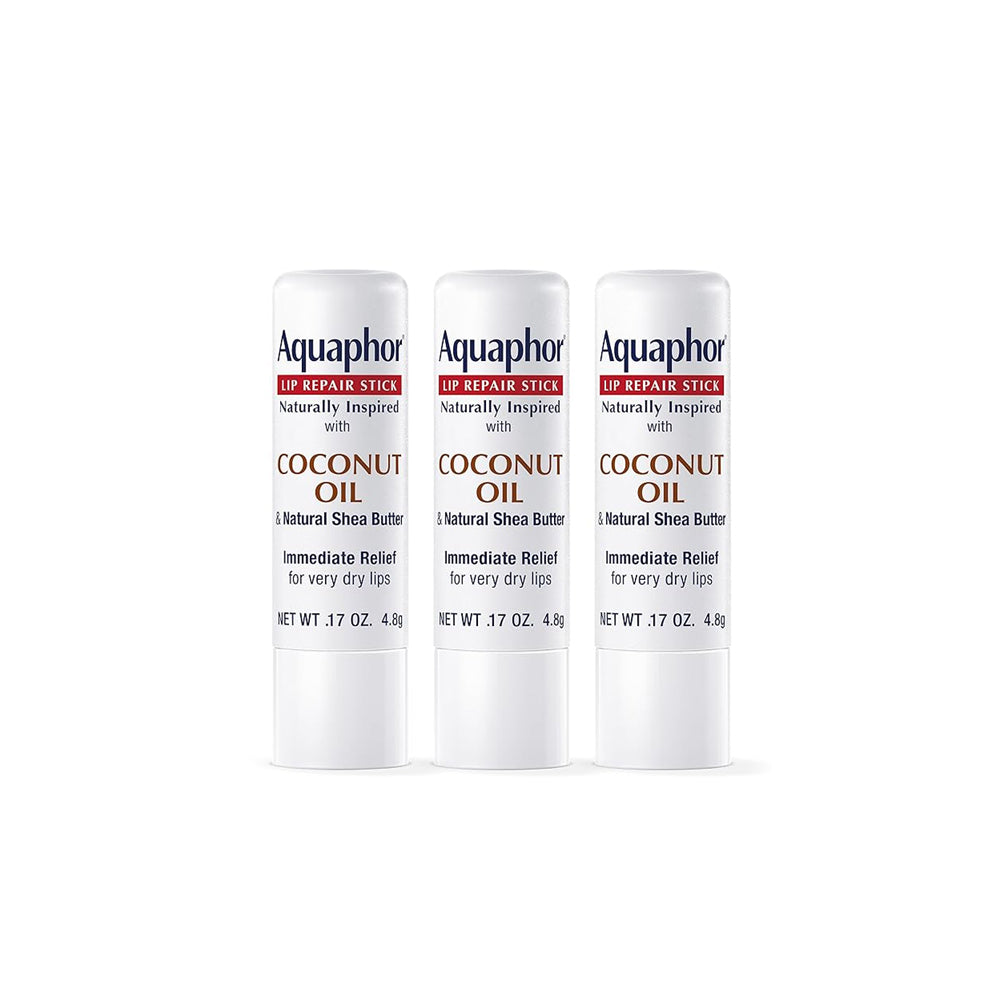 Aquaphor Lip Repair Stick Pack of 3 - Coconut Oil & Natural Shea Butter (4.8g)