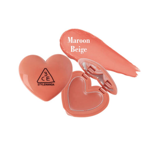 3CE Heart Pot Lip #Maroon Beige (1.4g) - Clearance