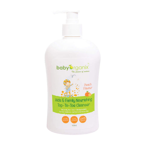 Baby Organix Kids & Family Top To Toe Cleanser Peach (400ml)
