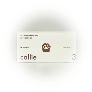 Callie Mask 3 Ply Surgical Face Mask Brown Bears and Teddy White (50pcs)