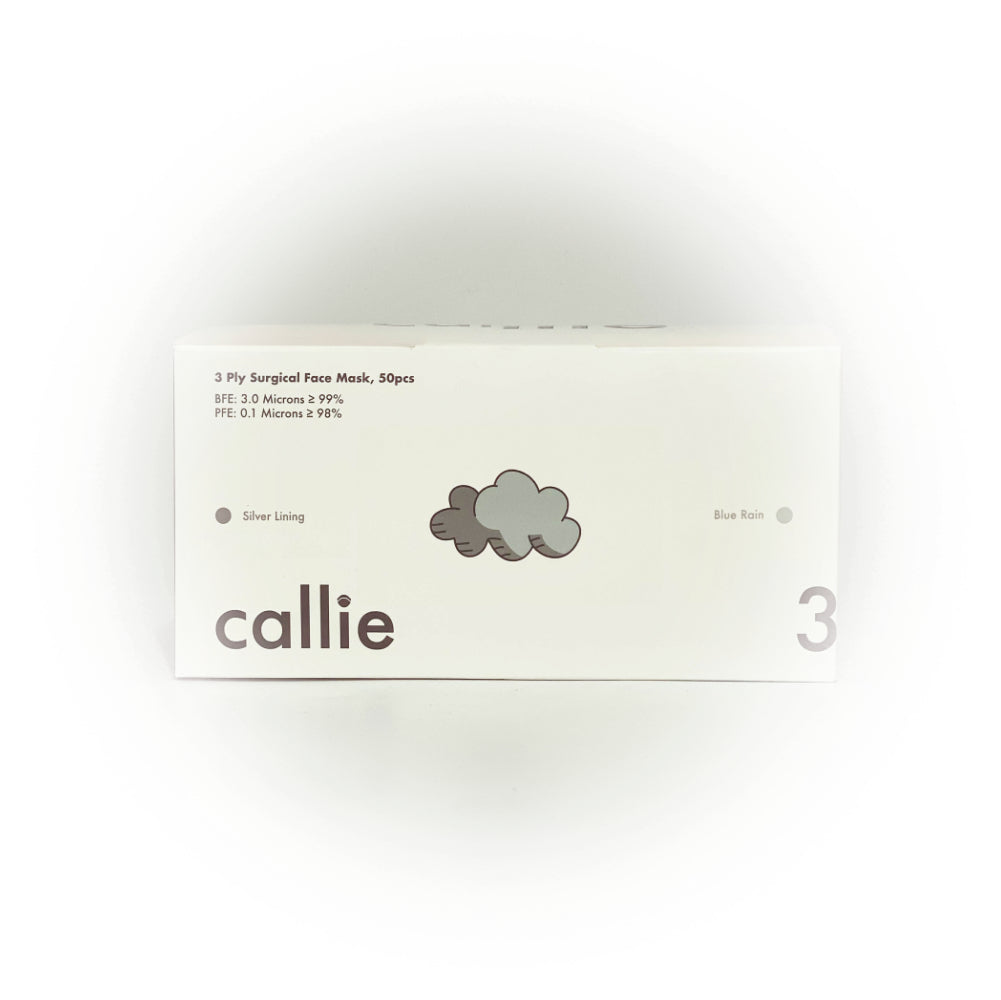 Callie Mask 3 Ply Surgical Face Mask Silver Lining and Blue Rain (50pcs)