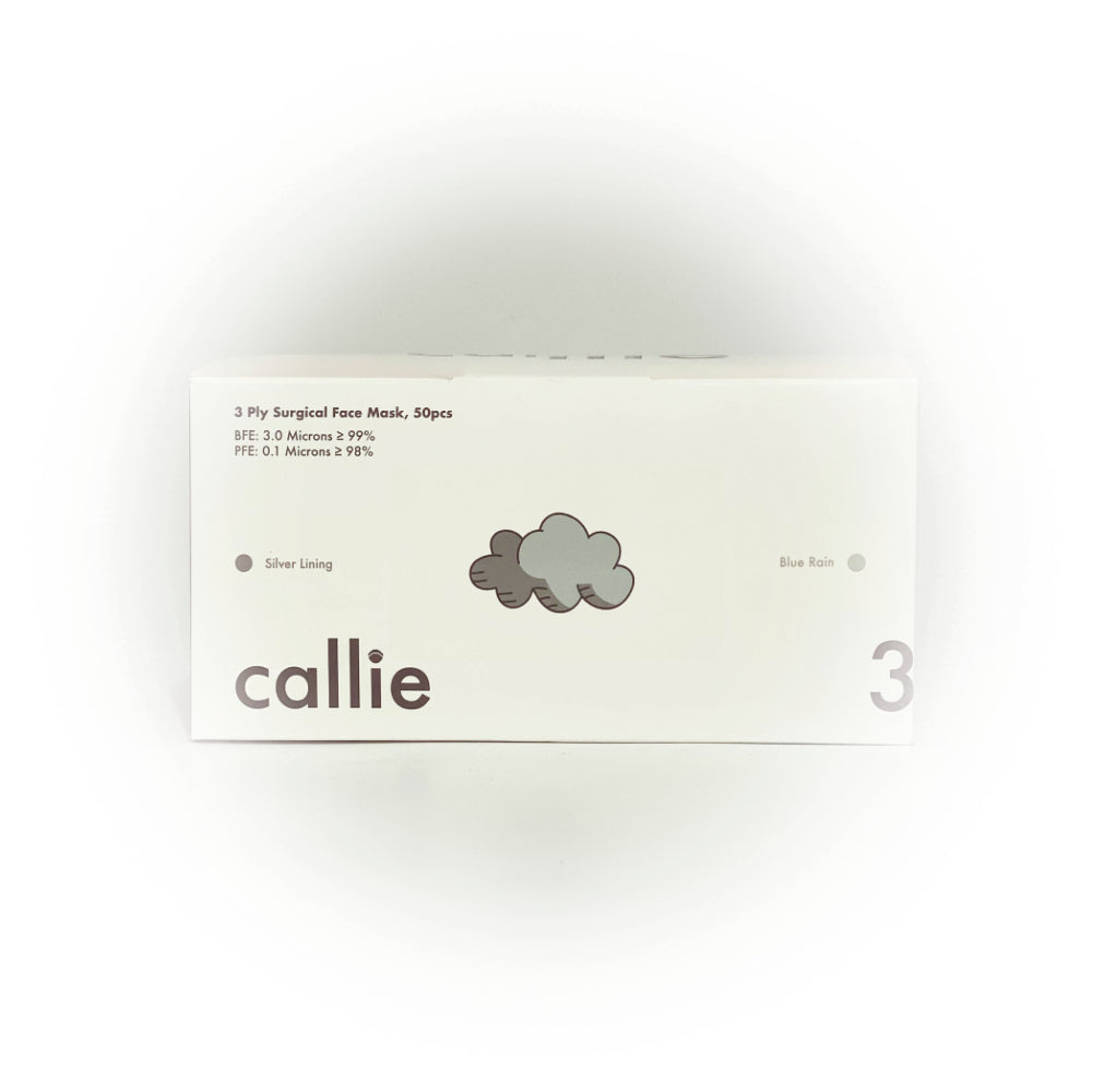 Callie Mask 3 Ply Surgical Face Mask Silver Lining and Blue Rain (50pcs ...