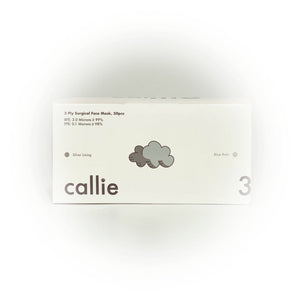 Callie Mask 3 Ply Surgical Face Mask Silver Lining and Blue Rain (50pcs) - Clearance