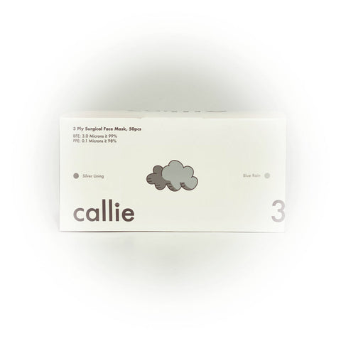 Callie Mask 3 Ply Surgical Face Mask Silver Lining and Blue Rain (50pcs)