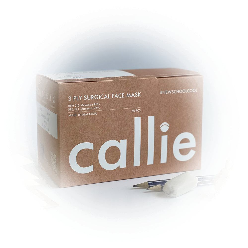 Callie Mask 3 Ply Surgical Face Mask #NEWSCHOOLCOOL Hyper Whiteout - Kids Version (50pcs)
