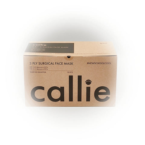 Callie Mask 3 Ply Surgical Face Mask #NEWSCHOOLCOOL Ultra Blackout (50pcs) - Clearance