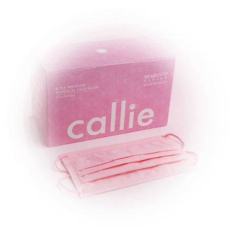Callie Mask 4 Ply Premium Surgical Face Mask Headloop Design Pink Beret (50pcs) - Clearance