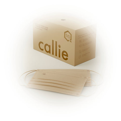 Callie Mask 4 Ply Self-Sterilising Surgical Face Mask Supreme Beige (50pcs) - Clearance