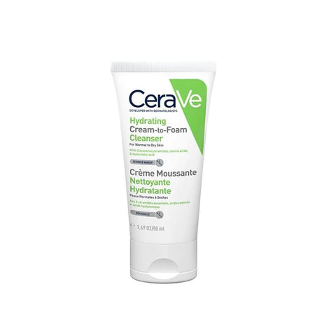 CeraVe Hydrating Cream-to-Foam Cleanser (50ml) - EU/UK Version