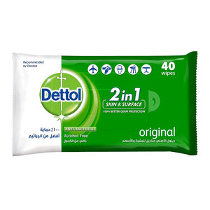 Dettol 2-in-1 Skin & Surface Antibacterial Wipes (40pcs)