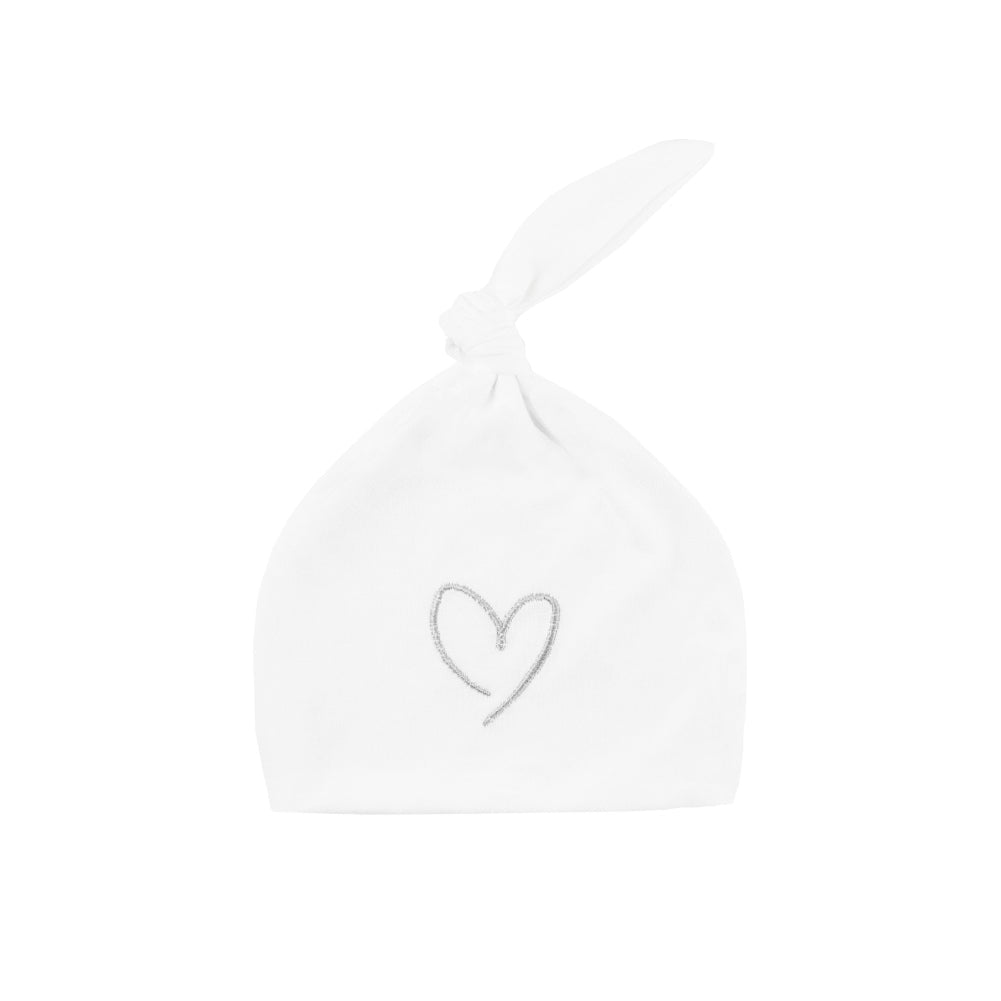 Effiki Newborn Hat Effiki 100% Cotton White With Gray Heart 0-1 Month (1pcs) - Clearance