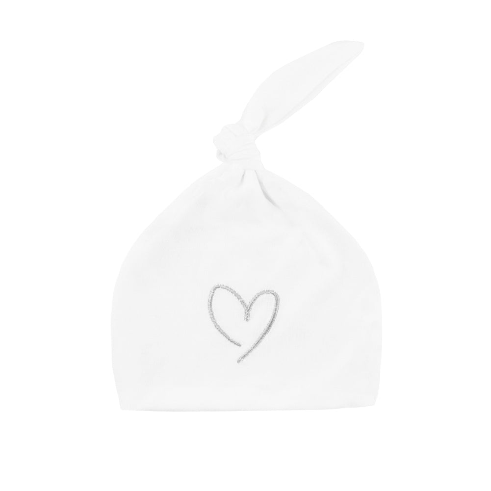 Effiki Newborn Hat Effiki 100% Cotton White With Gray Heart 1-3 Months (1pcs)