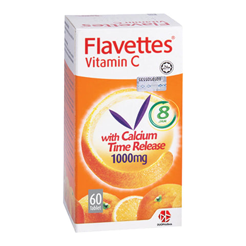 Flavettes Vitamin C with Calcium Time Release 1000mg (60tabs) - Giveaway