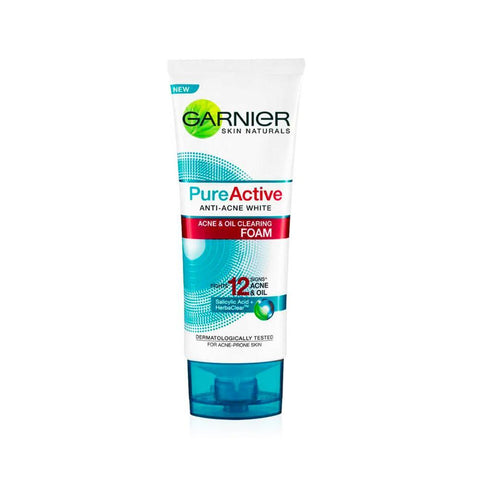Garnier Pure Active Anti-Acne White Acne & Oil Clearing Foam (100ml) - Clearance