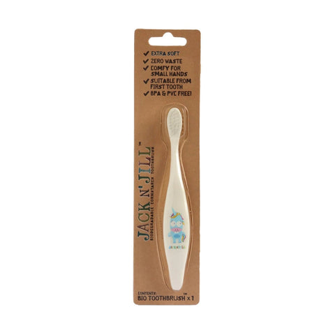 Jack N' Jill Organic Baby Toothbrush Flavored Soft Bristles Biodegradable Handle Unicorn (1pcs) - Clearance