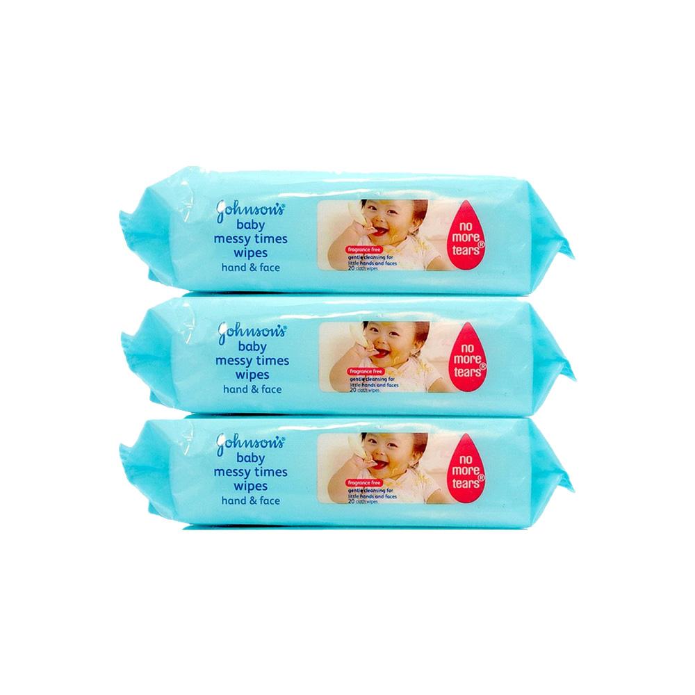 Johnson's Baby Messy Times Baby Wipes Value Pack 20pcs x 3 (60pcs)