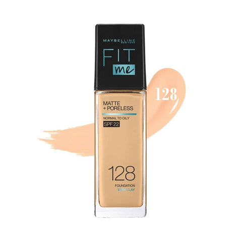 Maybelline Fit Me Matte + Poreless Normal to Oily SPF22 #128 Warm Nude (30ml) - Clearance