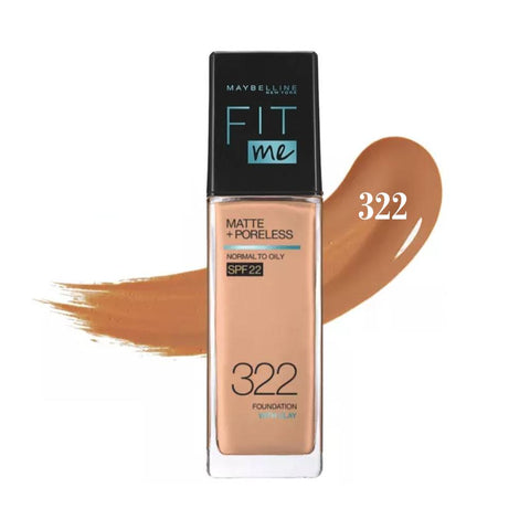 Maybelline Fit Me Matte + Poreless Normal to Oily SPF22 #322 Warm Honey (30ml) - Clearance