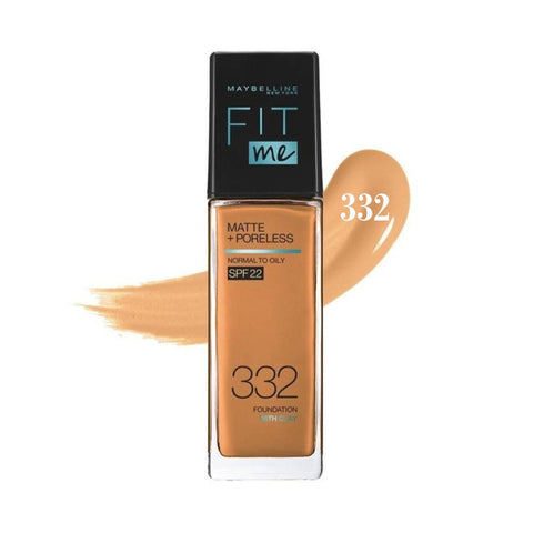 Maybelline Fit Me Matte + Poreless Normal to Oily SPF22 #332 Golden Caramel (30ml) - Clearance