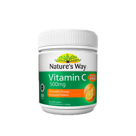 Nature's Way Vitamin C 500mg Chewable Orange Flavour Tablets (200tabs) - Clearance