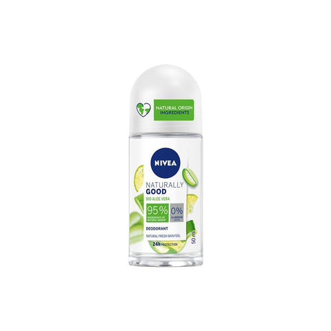 Nivea Naturally Good Bio Aloe Vera Deodorant Roll On (50ml) - Clearance