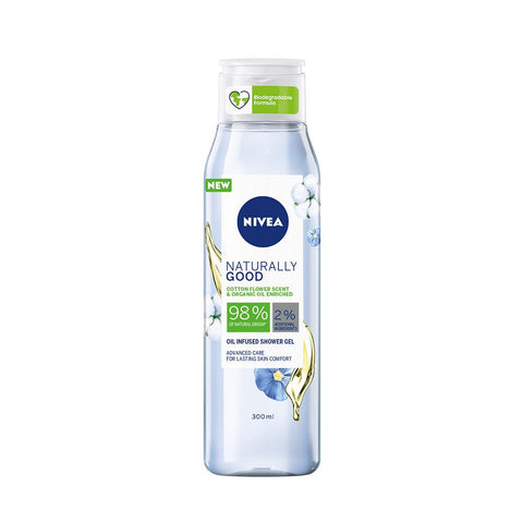 Nivea Naturally Good Cotton Flower Scent & Organic Oil Enriched Oil Infused Shower Gel (300ml)