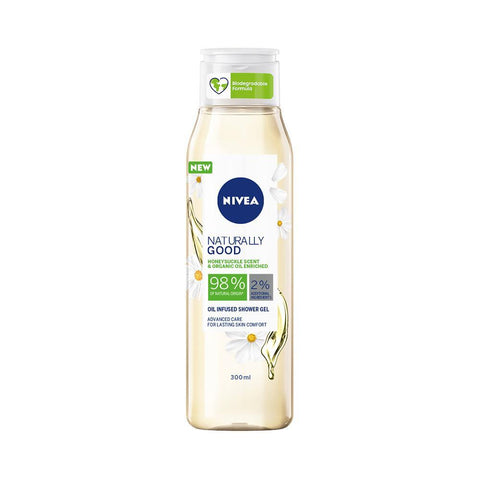 Nivea Naturally Good Honeysuckle Scent & Organic Oil Enriched Oil Infused Shower Gel (300ml) - Clearance