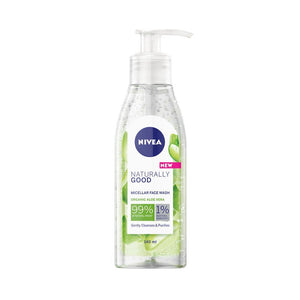 Nivea Naturally Good Micellar Face Wash Organic Aloe Vera (140ml) - Clearance