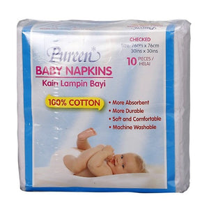 Pureen Baby Napkins Checked (10pcs)