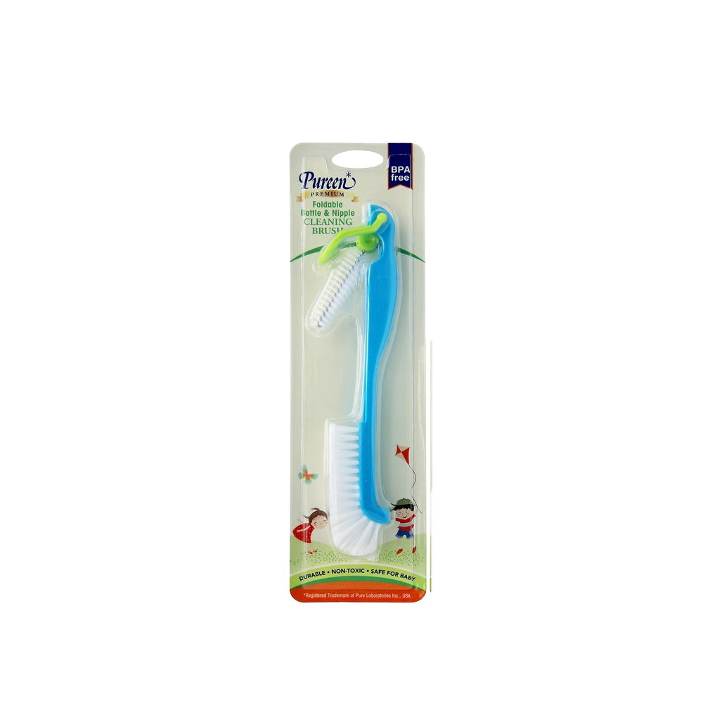 Pureen FCB Foldable Bottle & Nipple Cleaning Brush Light Blue (1pcs) - Clearance