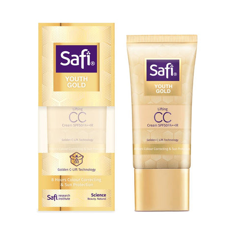 Safi YOUTH GOLD Lifting CC Cream SPF50PA++IR 8 Hours Colour Correcting & Sun Protection (25g) - Clearance