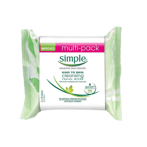 Simple Kind To Skin Cleansing Facial Wipes Multi-Pack (50pcs)