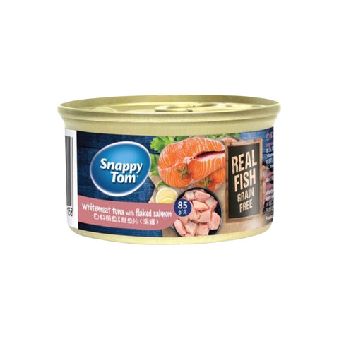 Snappy Tom Real Fish Grain Free Whitemeat Tuna with Flaked Salmon (85g) - Clearance