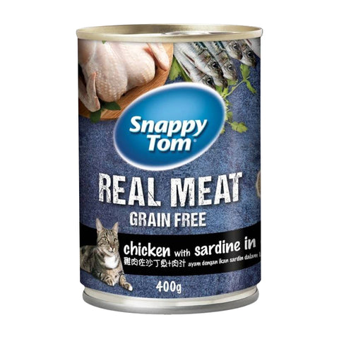 Snappy Tom Real Meat Grain Free Chicken with Sardine in Gravy (400g) - Clearance