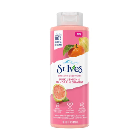 St. Ives Exfoliating Body Wash Pink Lemon & Mandarin Orange (473ml) - Clearance