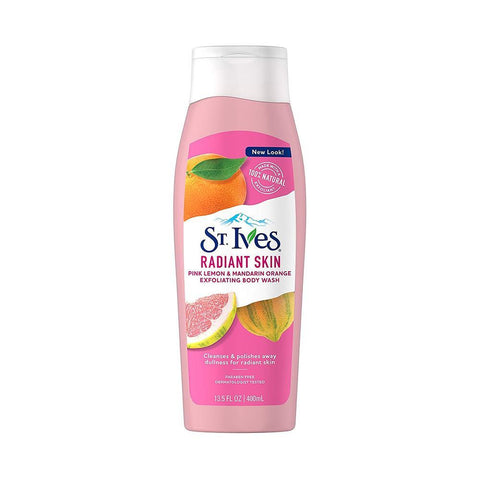 St. Ives Radiant Skin Pink Lemon & Mandarin Orange Exfoliating Body Wash (400ml) - Clearance