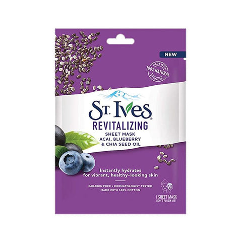 St. Ives Revitalizing Sheet Mask - Acai, Blueberry & Chia Seed Oil (1pc)