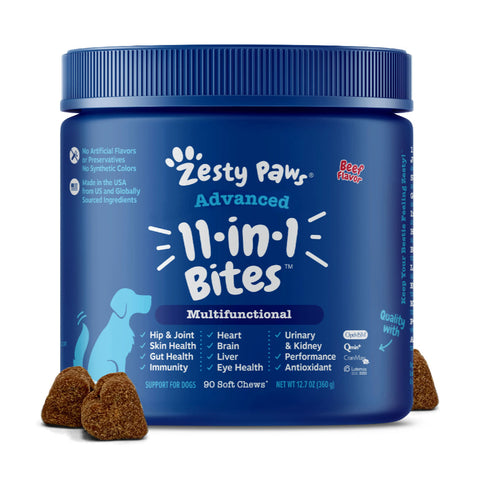 Zesty Paws Advanced 11-In-1 Bites Multifunctional Chicken Flavor for Dogs (90pcs) - Giveaway