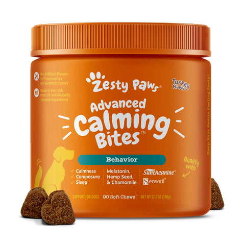 Zesty Paws Advanced Calming Bites Behaviour Turkey Flavor for Dogs (90pcs)