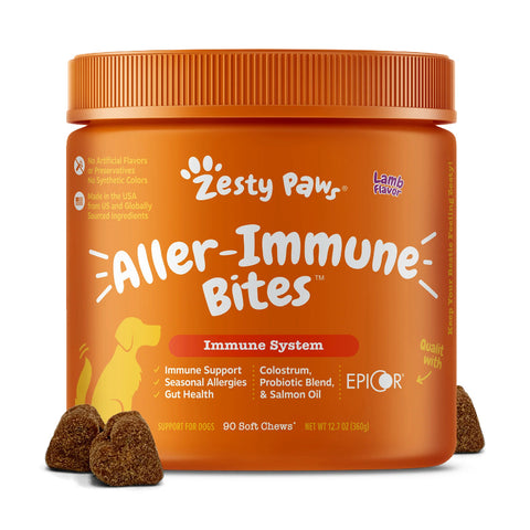 Zesty Paws Aller-Immune Bites Immune System Lamb Flavor for Dogs (90pcs) - Clearance