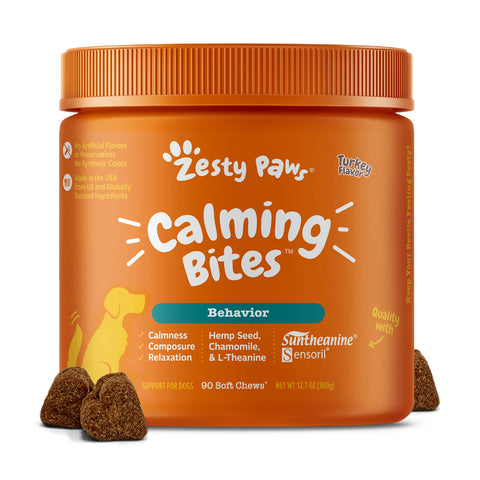 Zesty Paws Calming Bites Behaviour Turkey Flavor for Dogs (90pcs) - Giveaway