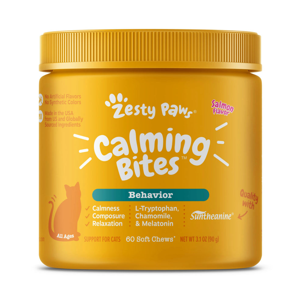 Zesty Paws Core Elements Calming Bites Behaviour Salmon Flavor for Cats (90pcs) - Clearance