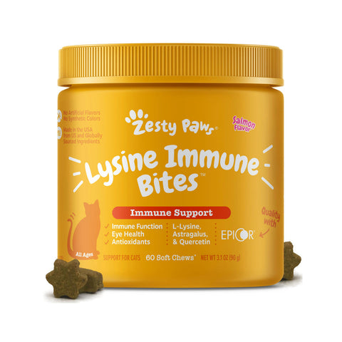 Zesty Paws Core Elements Lysine Immune Bites Immune Support Salmon Flavor for Cats (60pcs) - Giveaway