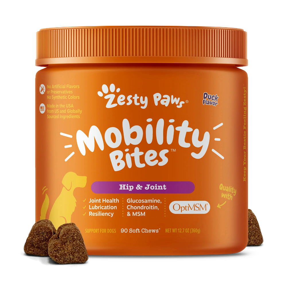 Zesty Paws Mobility Bites Hip & Joint Duck Flavor for Dogs (90pcs) - Clearance