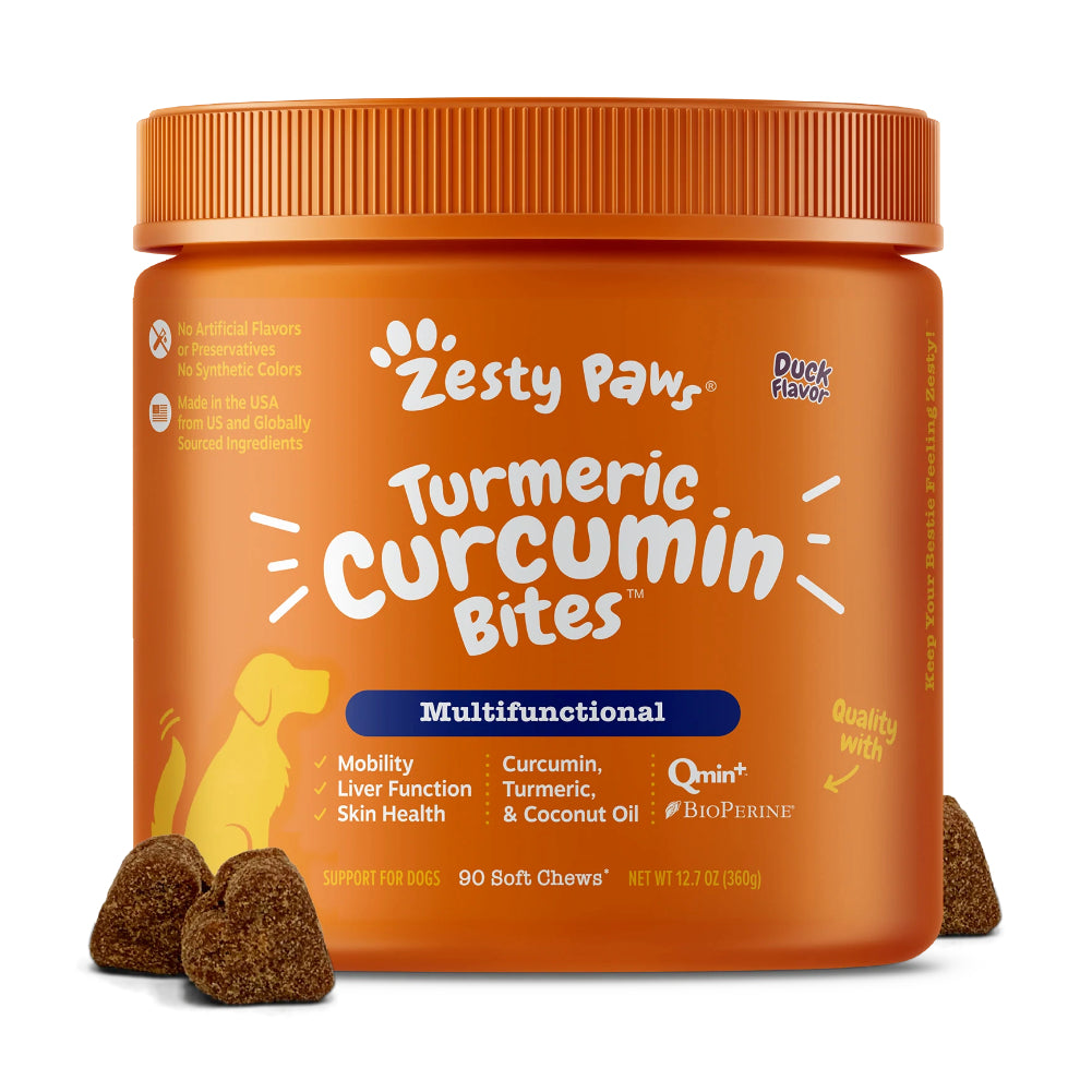 Zesty Paws Tumeric Curcumin Bites Everyday Vitality Duck Flavor for Dogs (90pcs) - Giveaway