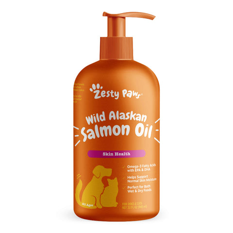 Zesty Paws Wild Alaskan Salmon Oil Skin Health for Dogs & Cats (946ml) - Clearance